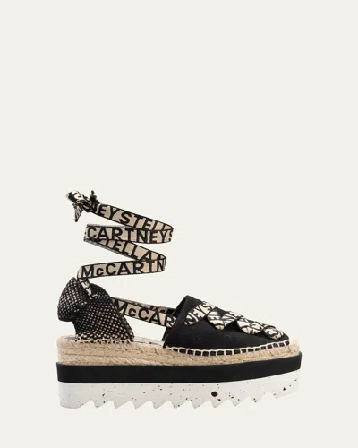 Stella Mccartney Gaia Organic Canvas Espadrille Sandals In Black