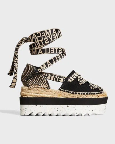 Stella Mccartney Gaia Organic Canvas Espadrille Sandals In Black