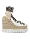 Stella Mccartney Gaia Logo-jacquard And Cotton-canvas Wedge Espadrilles In Camelia White