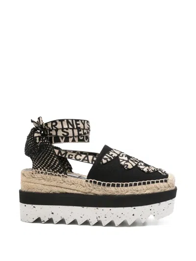 Stella Mccartney Gaia Platform Logo Canvas Espadrilles In Animal Print