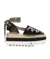 Stella Mccartney Black Organic Canvas Gaia Platform Espadrilles In Black