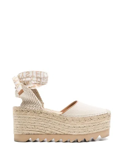 Pre-owned Stella Mccartney Gaia Platform Espadrilles In Neutrals