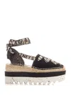 Stella Mccartney Black Organic Canvas Gaia Platform Espadrilles