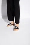 Stella Mccartney Gaia Embroidered Mushroom Espadrille Slides In Black