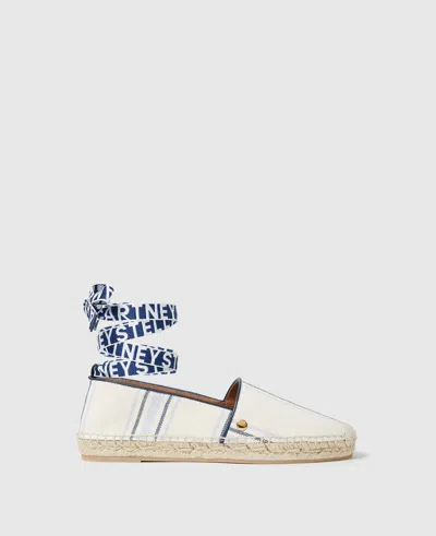 Stella Mccartney Gaia Striped Flat Espadrilles In Black