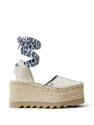 Stella Mccartney Gaia Striped Platform Espadrilles In White