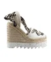 Stella Mccartney Gaia Logo-jacquard And Cotton-canvas Wedge Espadrilles In Multicolor