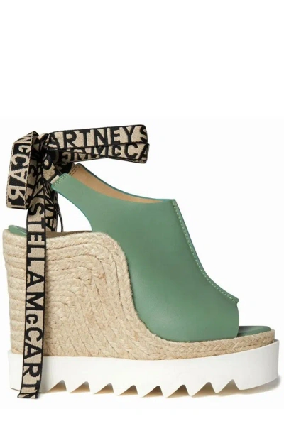 Stella Mccartney Gaia Wedged Sandals In Green