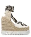 Stella Mccartney Gaia Logo-jacquard And Cotton-canvas Wedge Espadrilles In Beige