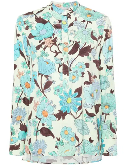 Stella Mccartney Garden-print Buttoned Shirt In Multicolor Mint