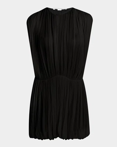 Stella Mccartney Gathered Creponne Drape Mini Dress In Black