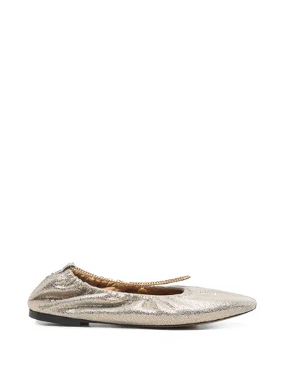 Stella Mccartney Gathered Metallic Flat In Gold