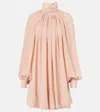 Stella Mccartney Open-back Gathered Silk Crepe De Chine Mini Dress In Pink