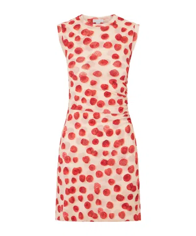 Stella Mccartney Gathered Printed Mesh Mini Dress In Multi
