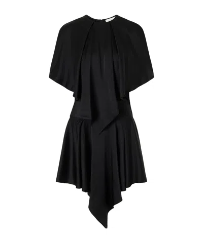 Stella Mccartney Gathered Satin Mini Dress In Black
