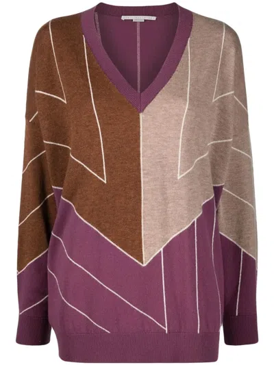 Stella Mccartney Geometric-jacquard Knit Jumper In Purple