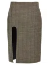 Stella Mccartney Brown Slit Tweed Skirt In Brown
