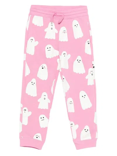 Stella Mccartney Kids' Ghost-print Drawstring Trousers In Pink