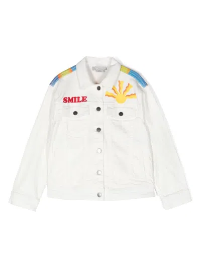 Stella Mccartney Kids' Giacca Denim Con Stampa In White