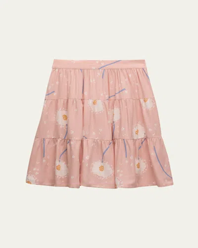 Stella Mccartney Kids' Girl's Dandelion-print Skirt In 50tmc Pink