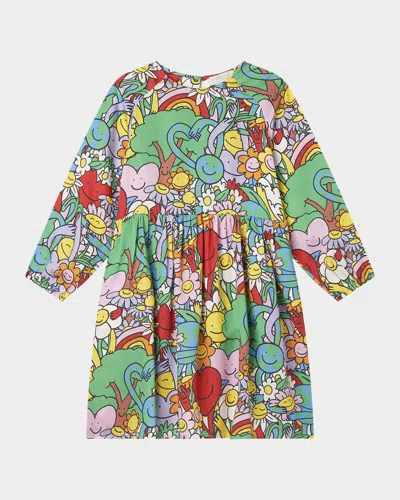 Stella Mccartney Kids' Girl's Earth Gang Long-sleeve Dress In Green