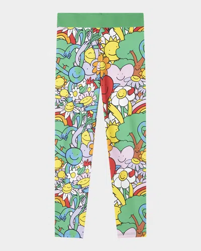 Stella Mccartney Kids' Girl's Earth Gang Printed Leggings In Green