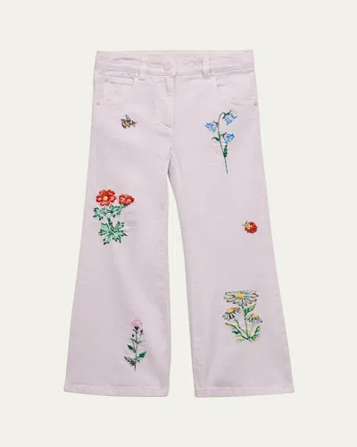 Stella Mccartney Kids' Girl's Floral Embroidered Jeans In 517 Light Purpl