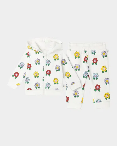 Stella Mccartney Kids' Girl's Floral-print 2-piece Tracksuit Set In Green