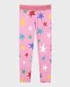 Stella Mccartney Girl's Glitter Multicolor Star-print Leggings In Pink
