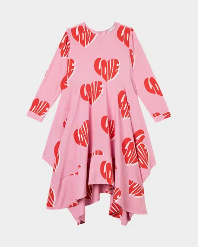 STELLA MCCARTNEY GIRL'S LONG-SLEEVE LOVE HEART-PRINT DRESS