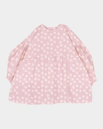 Stella Mccartney Kids' Girl's Long-sleeve Stars Flowers Dress In Pink