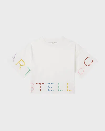 Stella Mccartney Kids' Girl's Multicolor Dotted Logo-print T-shirt In White