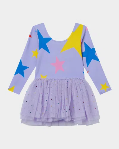Stella Mccartney Kids' Girl's Multicolor Stars Dress & Tulle Skirt In Purple