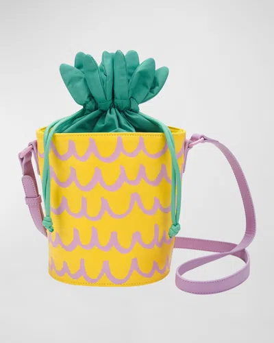 Stella Mccartney Kids' Girl's Pineapple Waves Bucket Bag In Yellow