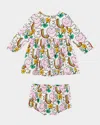 Stella Mccartney Girl's Rainbow Love Long-sleeve Dress & Bloomers Set In Green