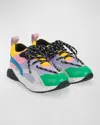 Stella Mccartney Kids Girls Purple Colourblock Faux Leather Trainers In Multi