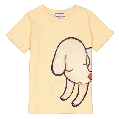 Stella Mccartney Kids'  Girls Albicocca Lonesome Puppy Motif T-shirt In Neutral