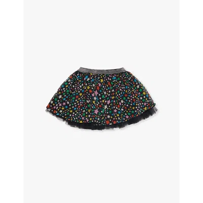 Stella Mccartney Printed Georgette Skirt In Black/colourful