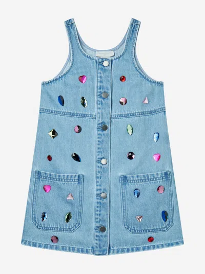 Stella Mccartney Babies'  Girls Chambray Jewelled Dress In Blue