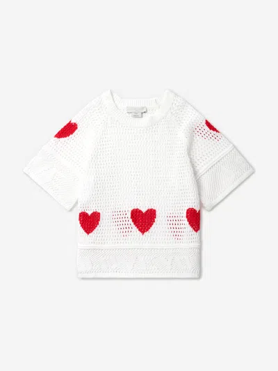 Stella Mccartney Babies' Girls Crochet Heart T-shirt In Ivory