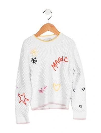 Pre-owned Stella Mccartney Kids' Girls' Embroidered Knit Sweater In White