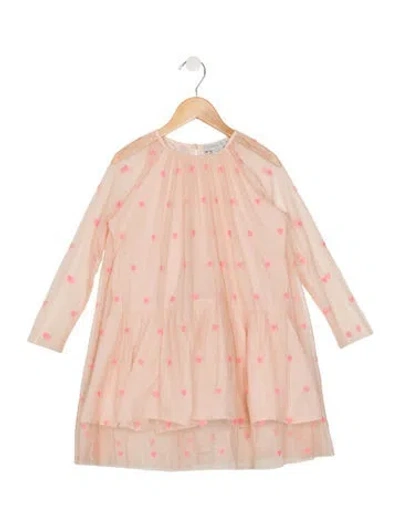 Pre-owned Stella Mccartney Kids' Girls Embroidered Pleated Dress In Pink
