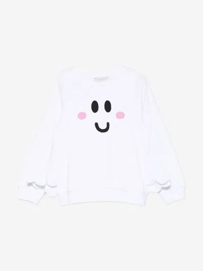 Stella Mccartney Kids'  Girls Face Print Sweatshirt In White