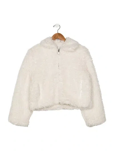 Pre-owned Stella Mccartney Kids' Girls Faux Fur Branded Jacket In White