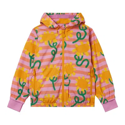 Stella Mccartney Girls Floral Print Horizontal Stripe Jacket In Multi