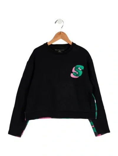 Pre-owned Stella Mccartney Kids' Girls' Floral Print Sweatshirt In Black