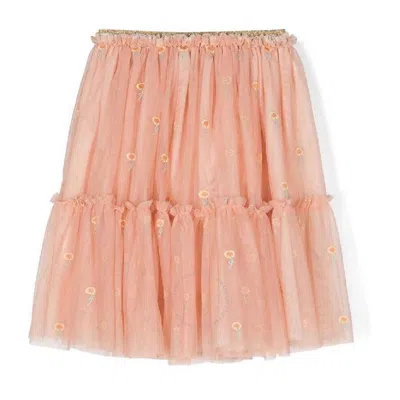 Stella Mccartney Girls Flower Printed Dot Skirt In Pink