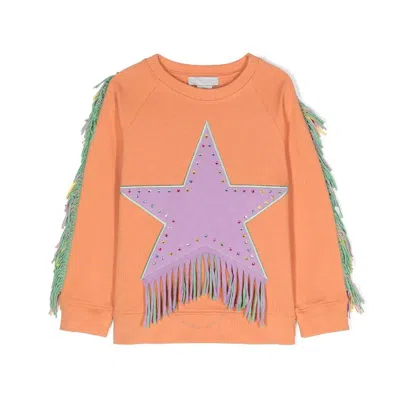 Stella Mccartney Girls Fringed Organic-cotton Sweatshirt In Pink