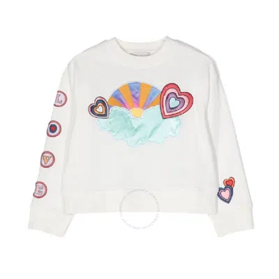 Stella Mccartney Girls Heart-motif Embroidered Cotton Sweatshirt In White