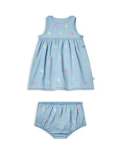STELLA MCCARTNEY STELLA MCCARTNEY GIRLS' ICE CREAM EMBROIDERED CHAMBRAY DRESS - BABY